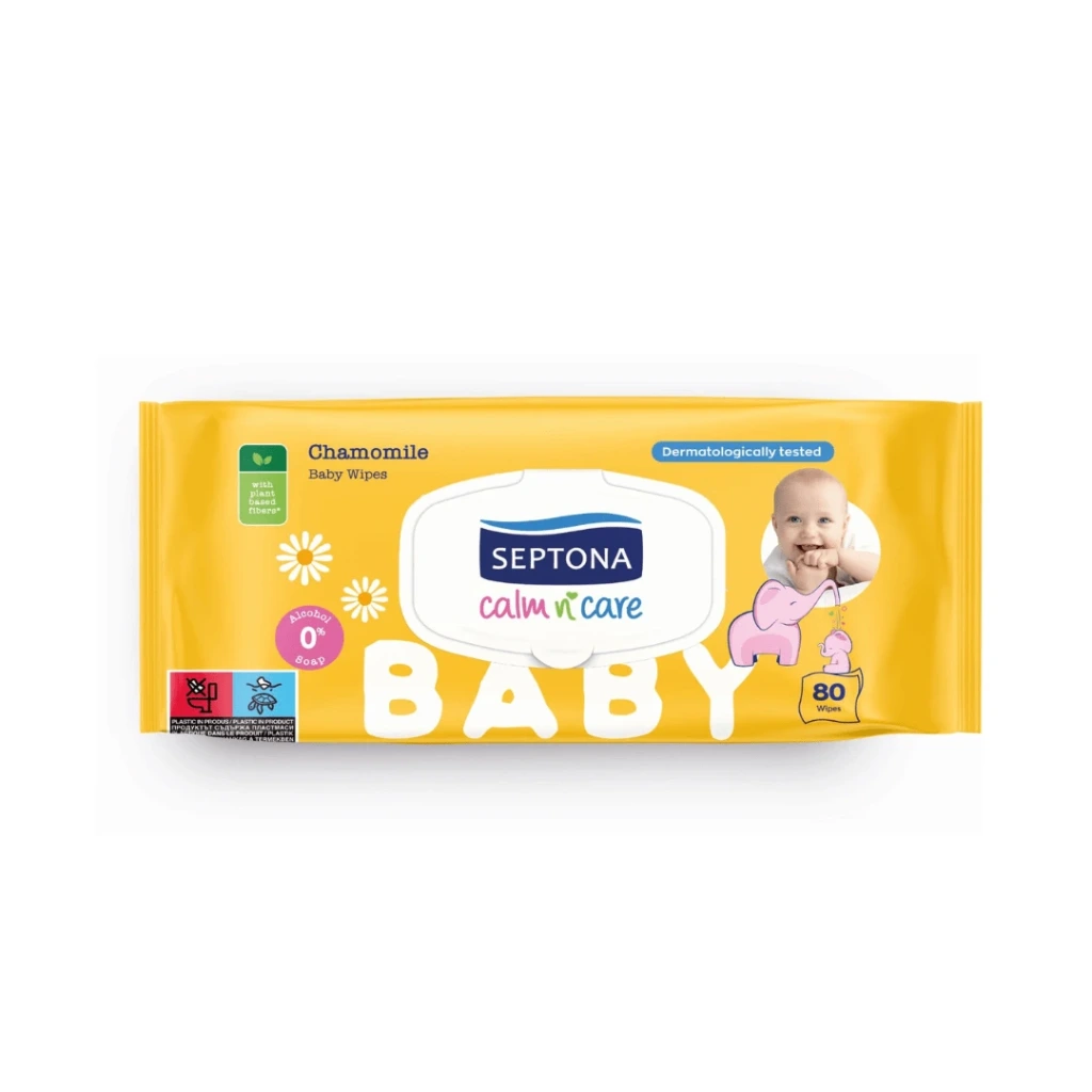 Septona Wet Wipes With Chamomile From Day 1 of Life 80 Pcs.