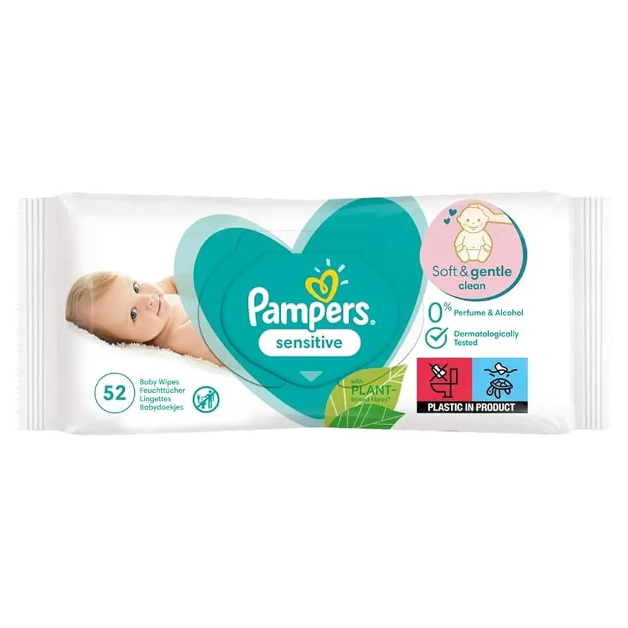 Pampers Sensitive Baby Wipes Fragrance Free 52 Pcs