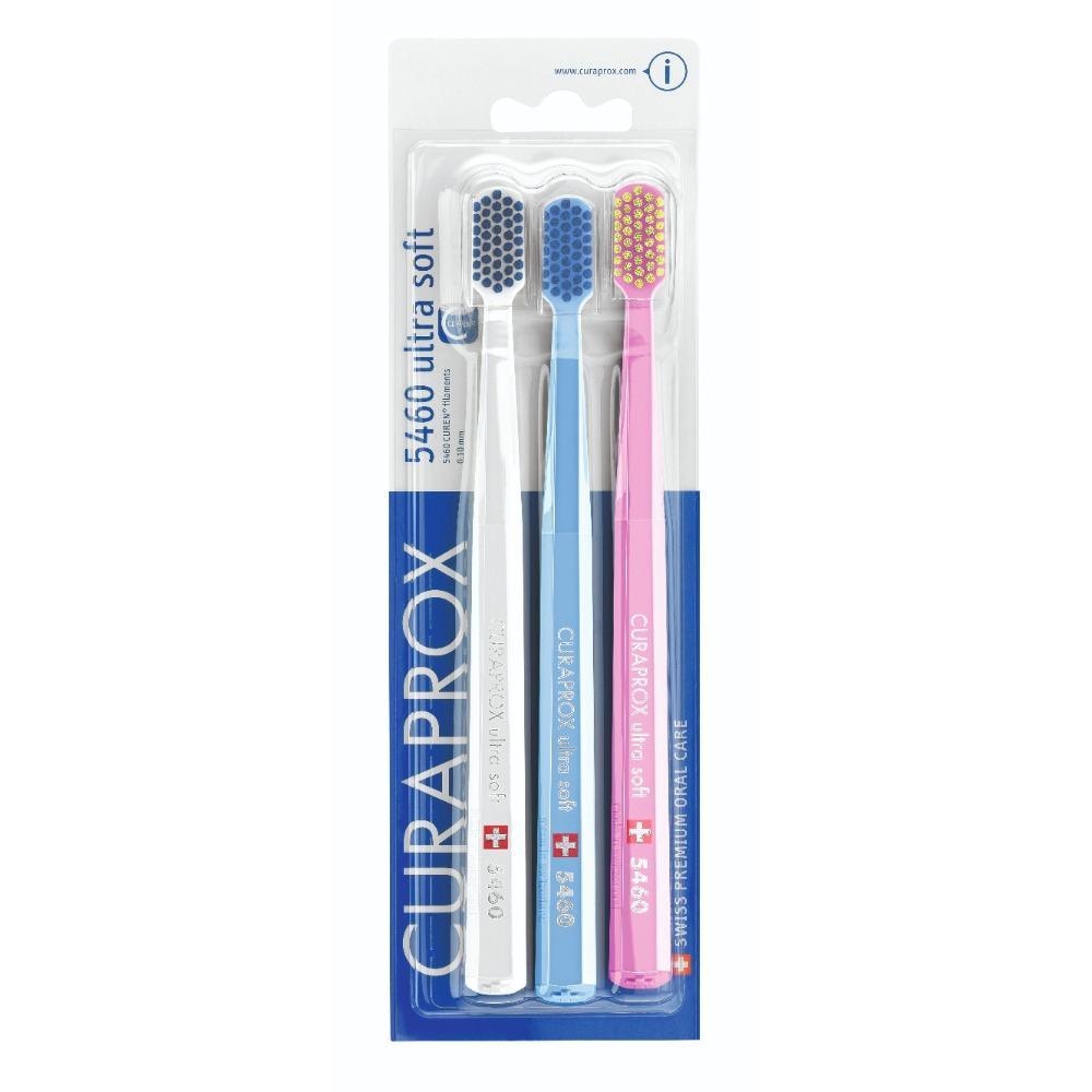 Curaprox Swiss 5460 Ultra Soft Toothbrush (3 Pack) 0.10 Mm Assorted Colors