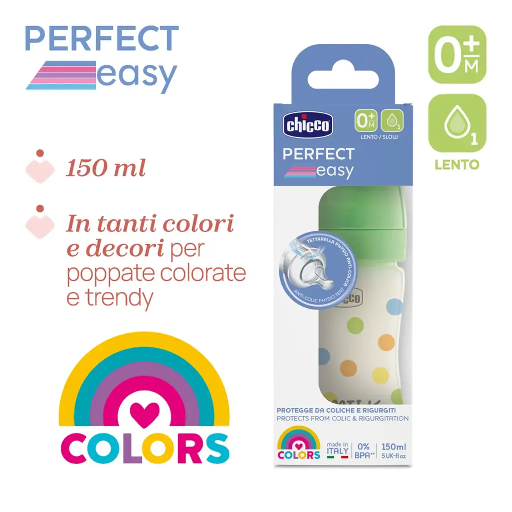 Biberon Flusso Lento 0-3m (150ml) PERFECT EASY