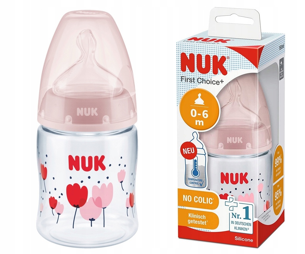 Nuk Bottle First Choice+ 150ml Silicone pacifier 1M 0-6 Months With Temperature Indicator