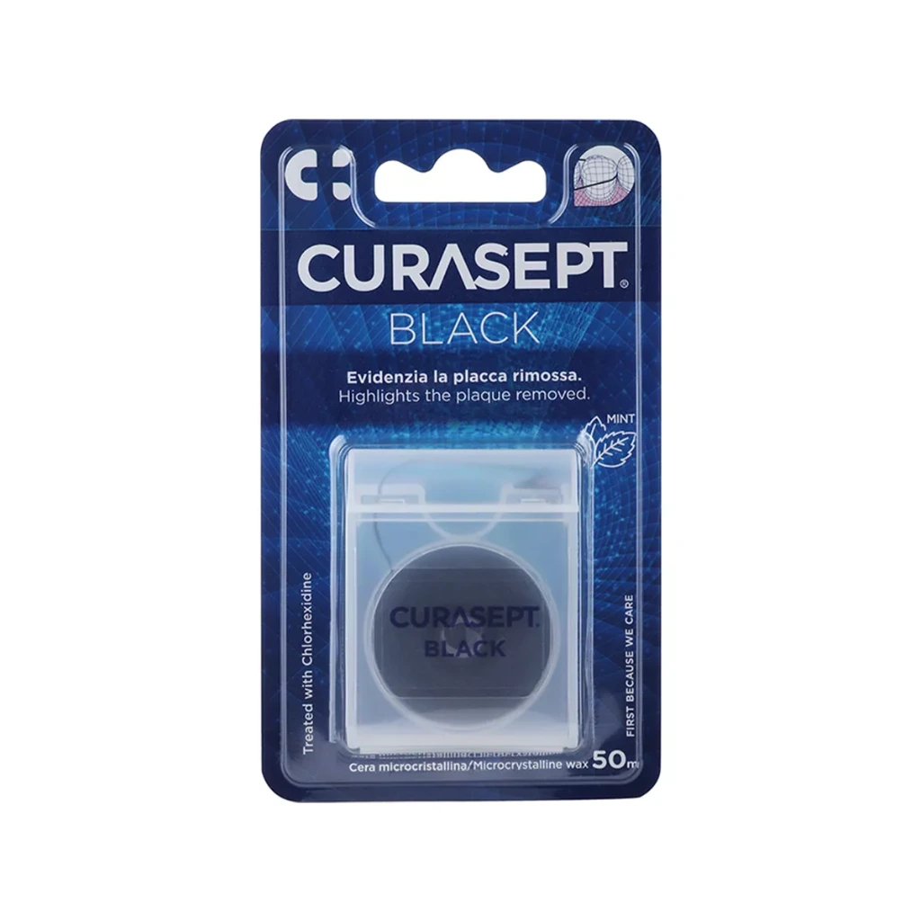 Curasept Black Dental Floss, 50 m, mint