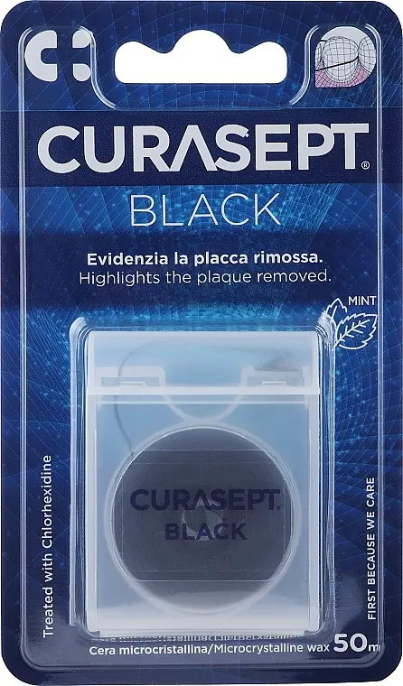 Curasept Black Dental Floss, 50 m, mint
