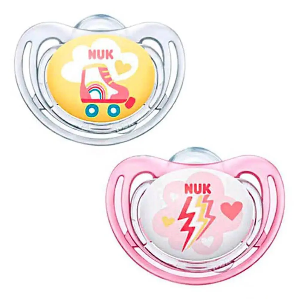 Nuk Freestyle Silicone Pacifier with Case 18-36m , 2pcs, Transparent-Pige