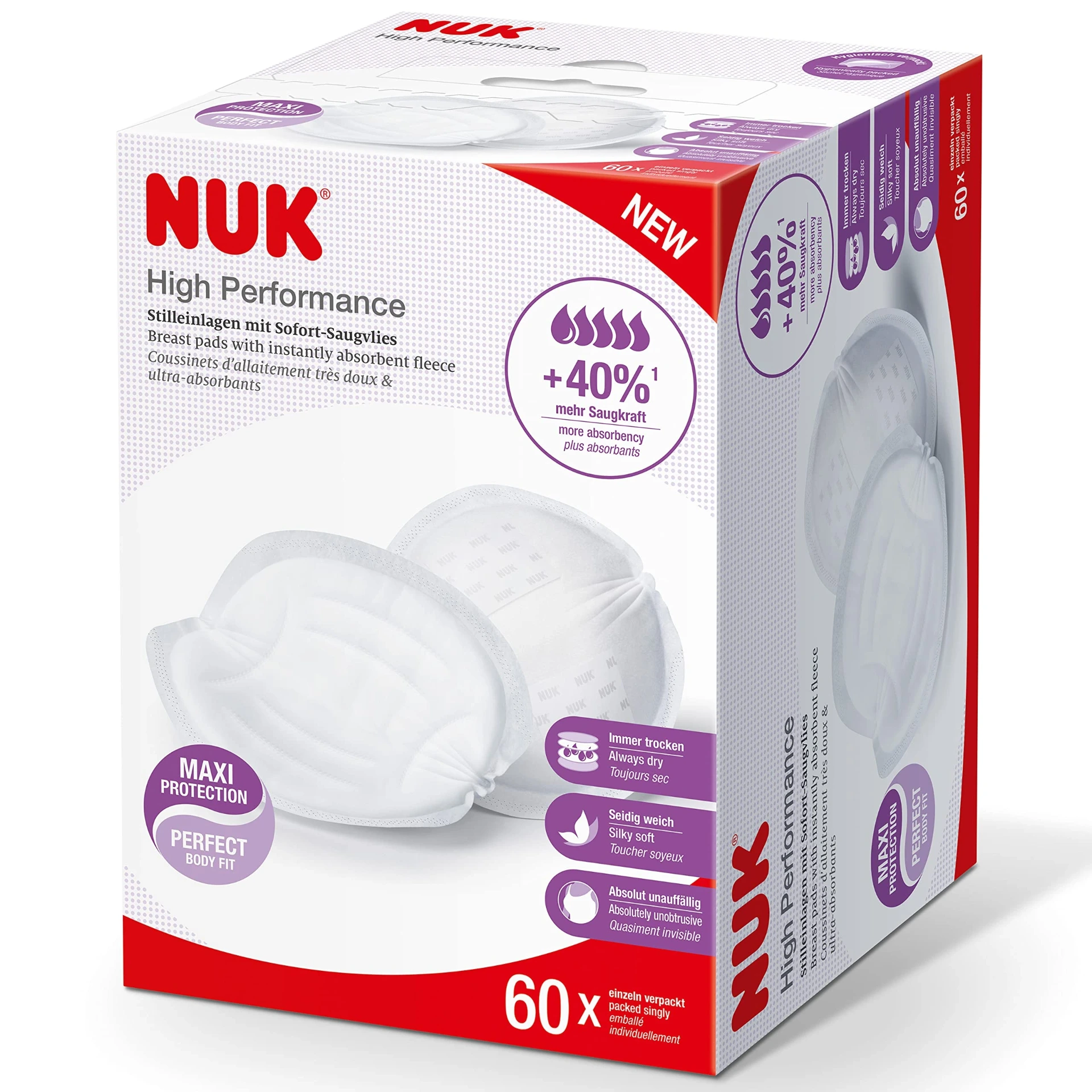 High Performance Breast Pads, Pack of 60, White