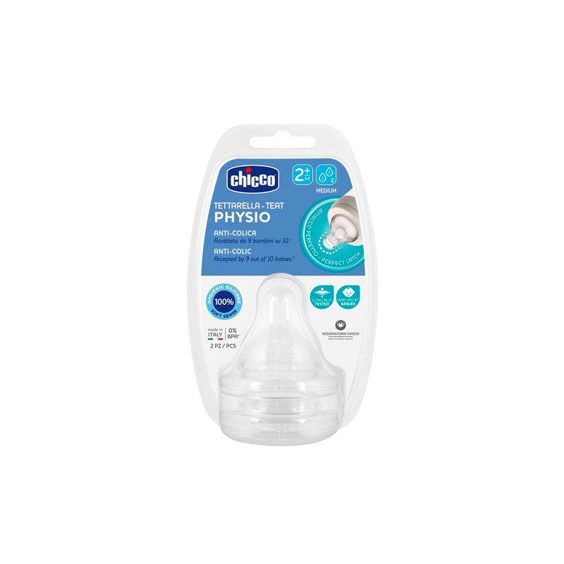 Chicco Physio 2m+ Silicone Teat F/ Medium 2U
