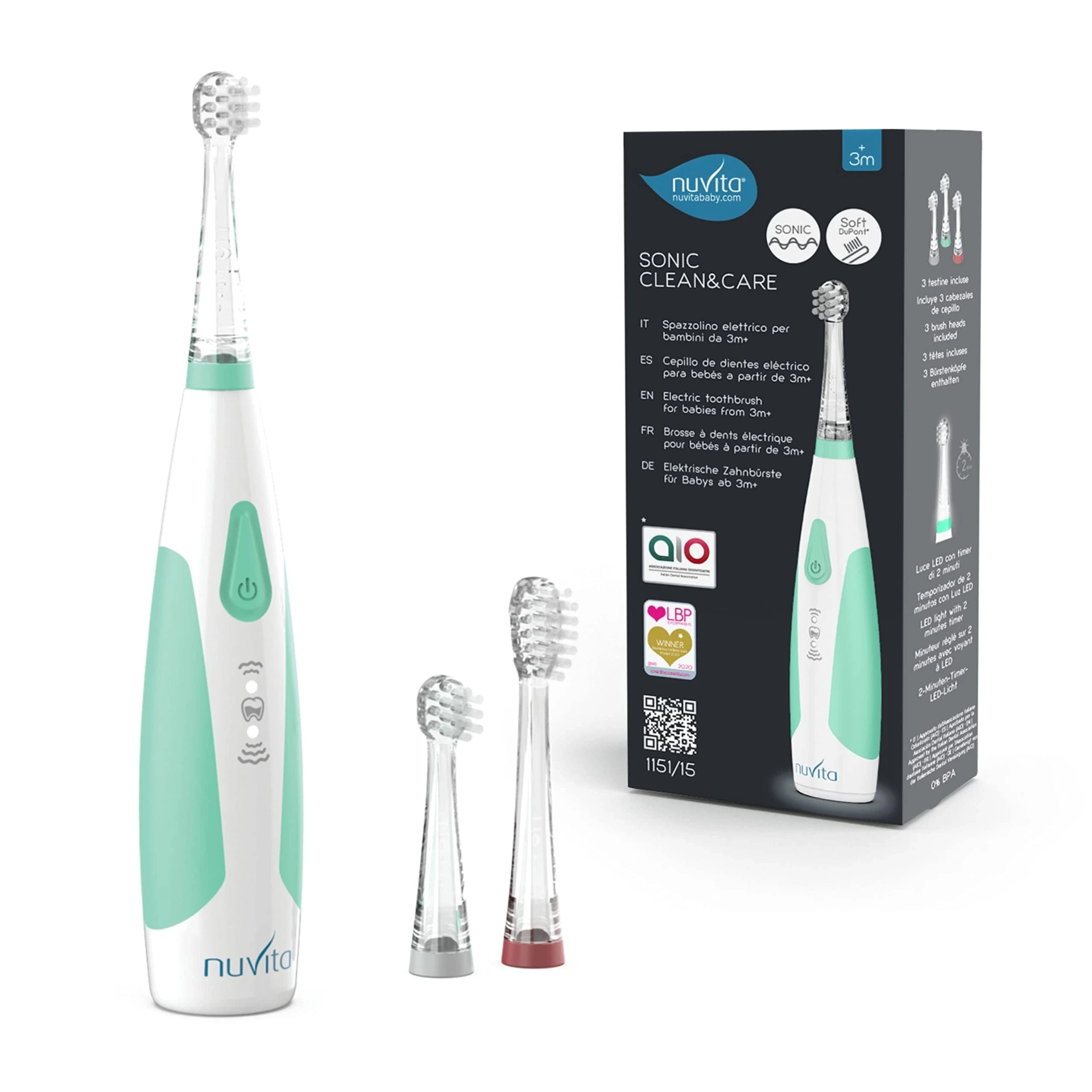 Nuvita Electric Care Toothbrush for Kids from 3 Months to 5 Years'