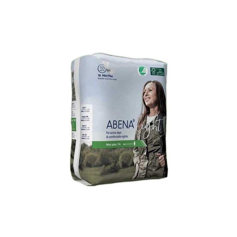 Abena Light Mini Plus Disposable Unisex Adult Bladder Control Pad, Light Absorbency Size Bag of 16 | Carewell