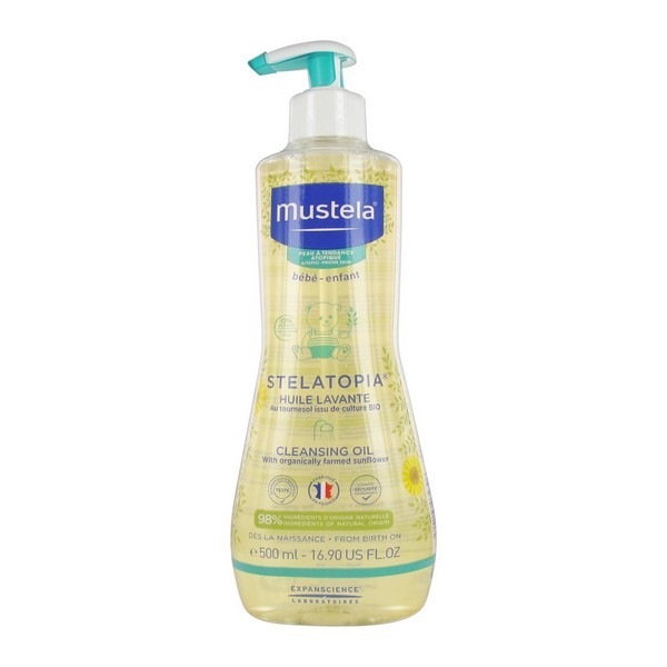 Mustela Bébé Stelatopia Bath and Body Oil for Children for Atopic Skin 500 Ml