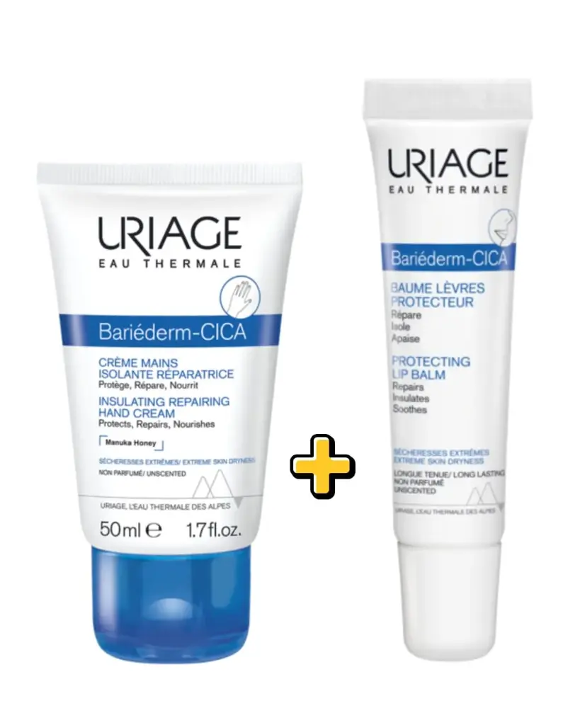 Uriage Bariederm Repairing Hand Cream 50 Ml +Uriage Bariederm CICA Protecting Lip Balm *15 ml