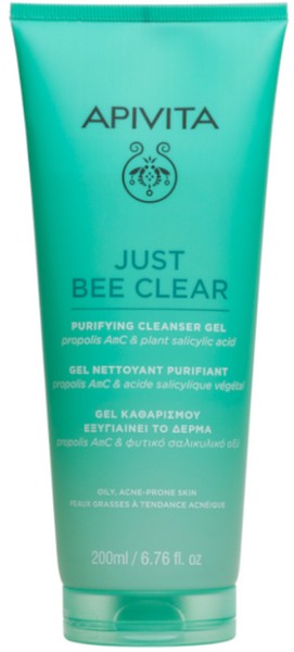 Apivita Just Bee Clear Purifying Cleanser Gel Gel Facial Cleanser to Treat Acne 200 Ml