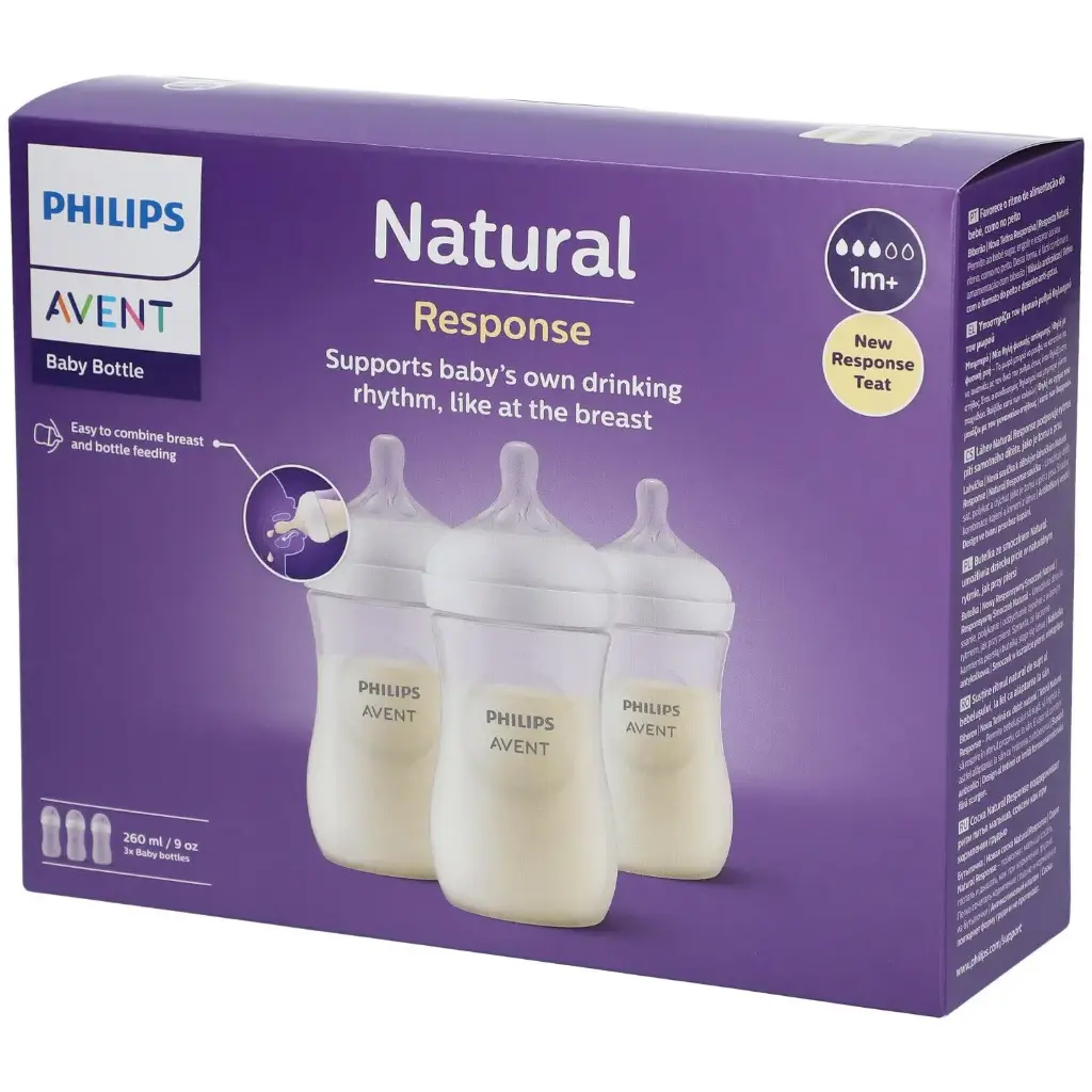 Philips Avent Natural Response Baby Bottle 1 M+ 3x260 Ml