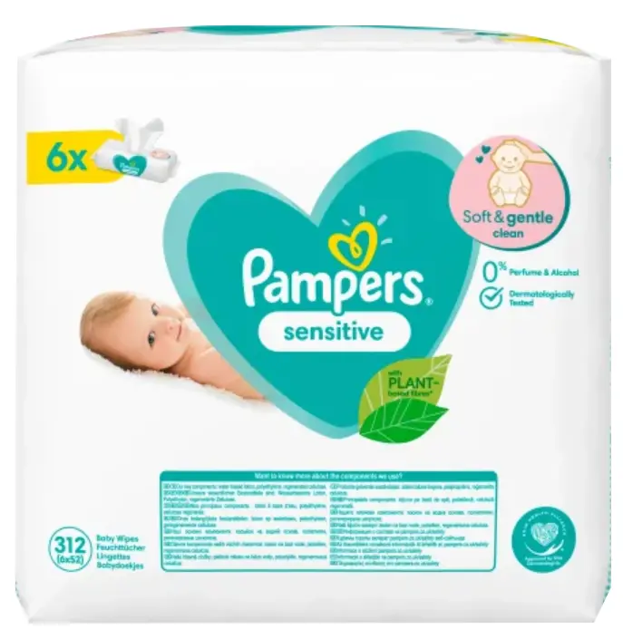 Pampers Sensitive Wipes, Morat wipes Dermatologically Tested, 6X52, 312 pcs.