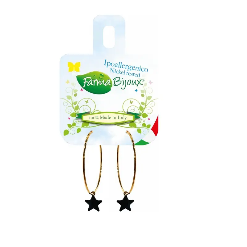 Farma Bijoux- Gold Hoop Black Star