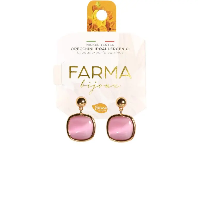 FARMA BIJOUX Earrings Pendant Pink Quartz 25mm