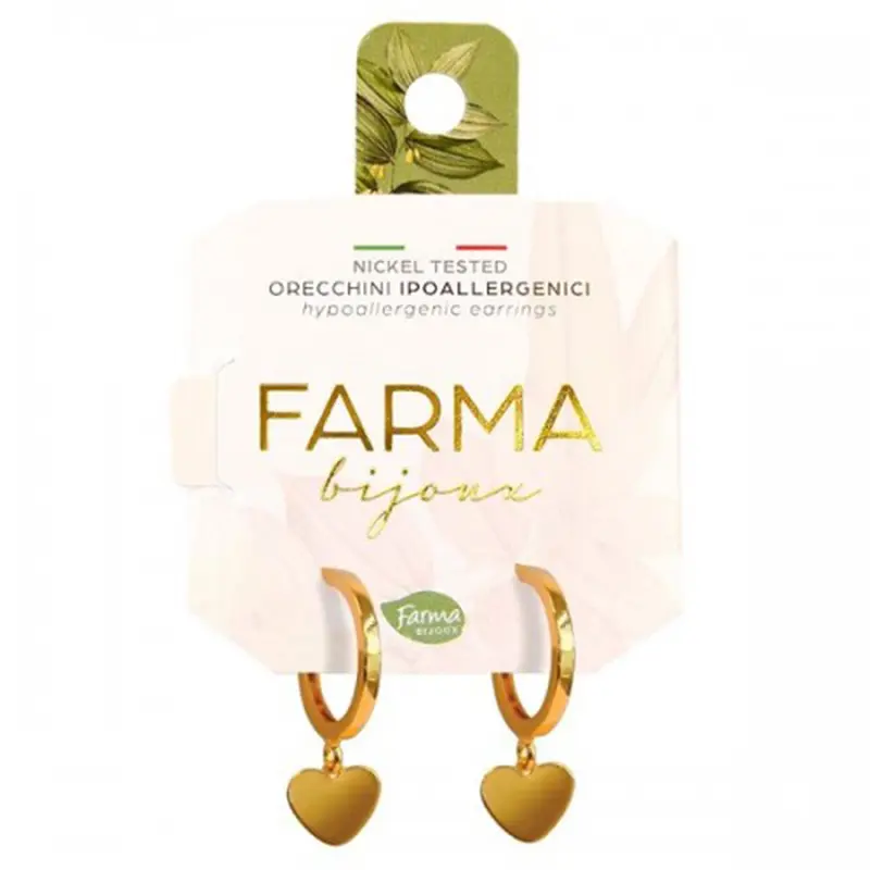 Farma Bijoux Hypoallergenic Earrings Gold Plated With Hearts 16.0mm
