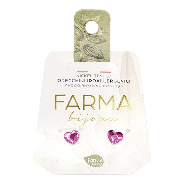 Farma Bijoux Hypoleatric Earrings Cuore Piatto Fuchsia Fuchsia Heart 6x6.6mm