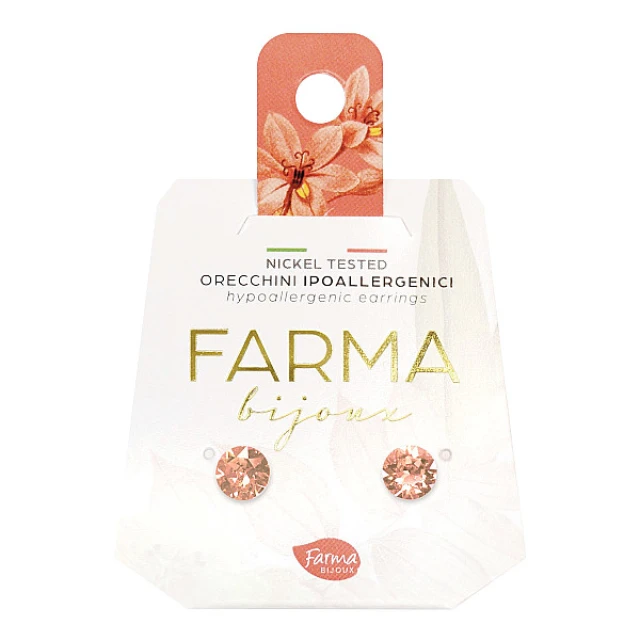 Farma Bijoux Hypoallergenic Earrings Crystals Peach 6.2mm