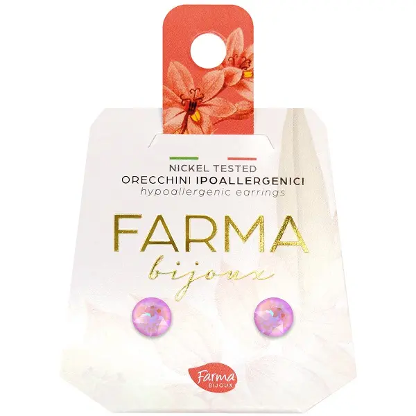 Farma Bijoux Earrings Lavender Crystal 6.2mm