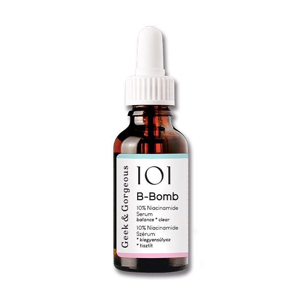 101 B-Bomb - 10% Niacinamide Serum, Zinc PCA & Sarcosine, Helps Enlarged Pores, Oiliness and Blemishes, Combination Skin, 30ml