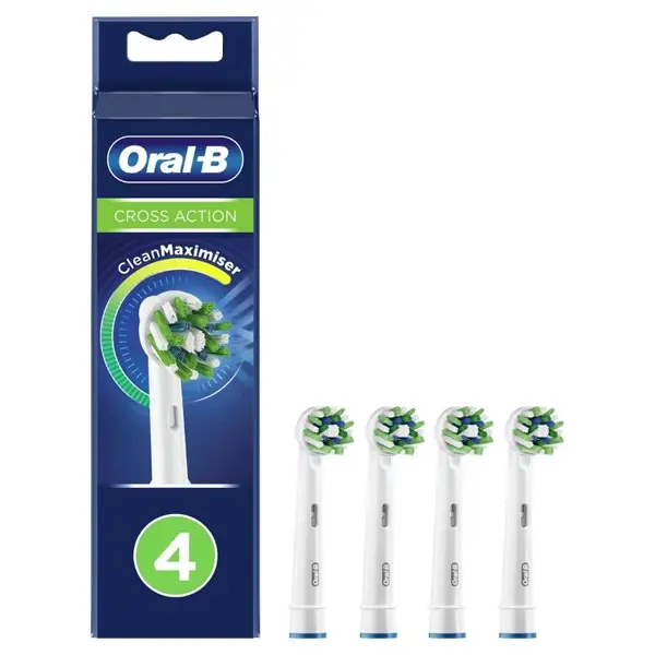 Oral-B CrossAction Replacement Brush Heads with CleanMaximiser Technology 4pcs