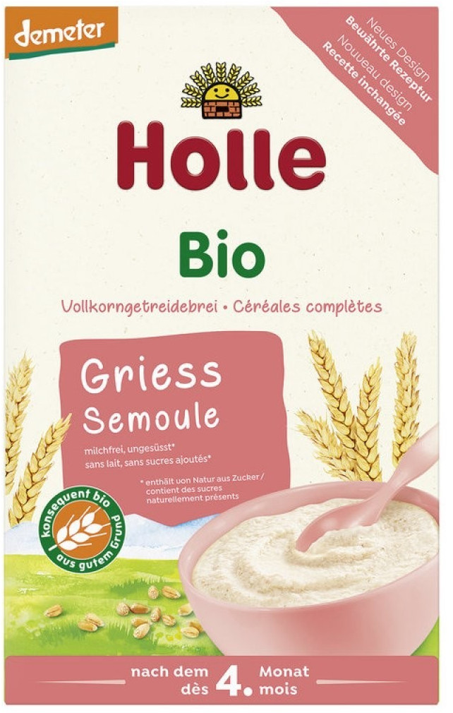 Holle Organic Wholemeal Baby Porridge Semolina, 250 g