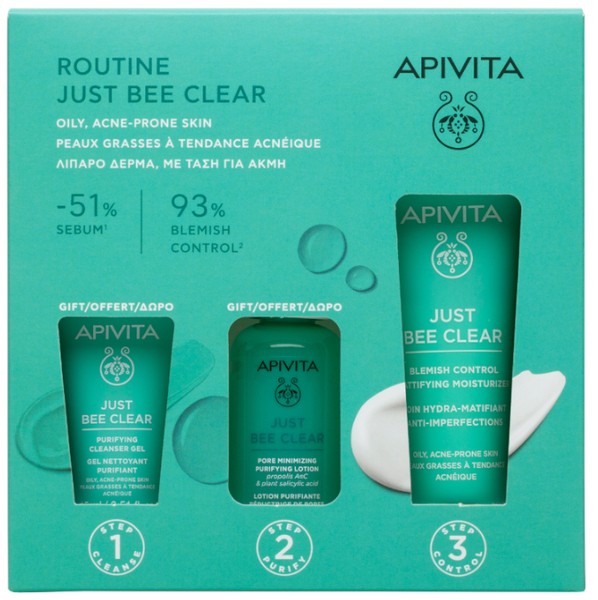 Apivita Just Bee Clear Routine Mini Set to Treat Acne