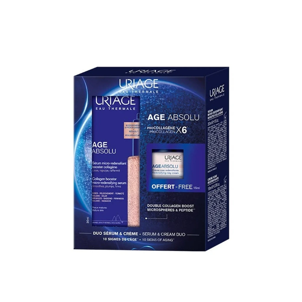 Uriage Age Absolu Collagen Booster Micro-Redensifying Serum 30 ml + Pink Cream 15 ml GIFT