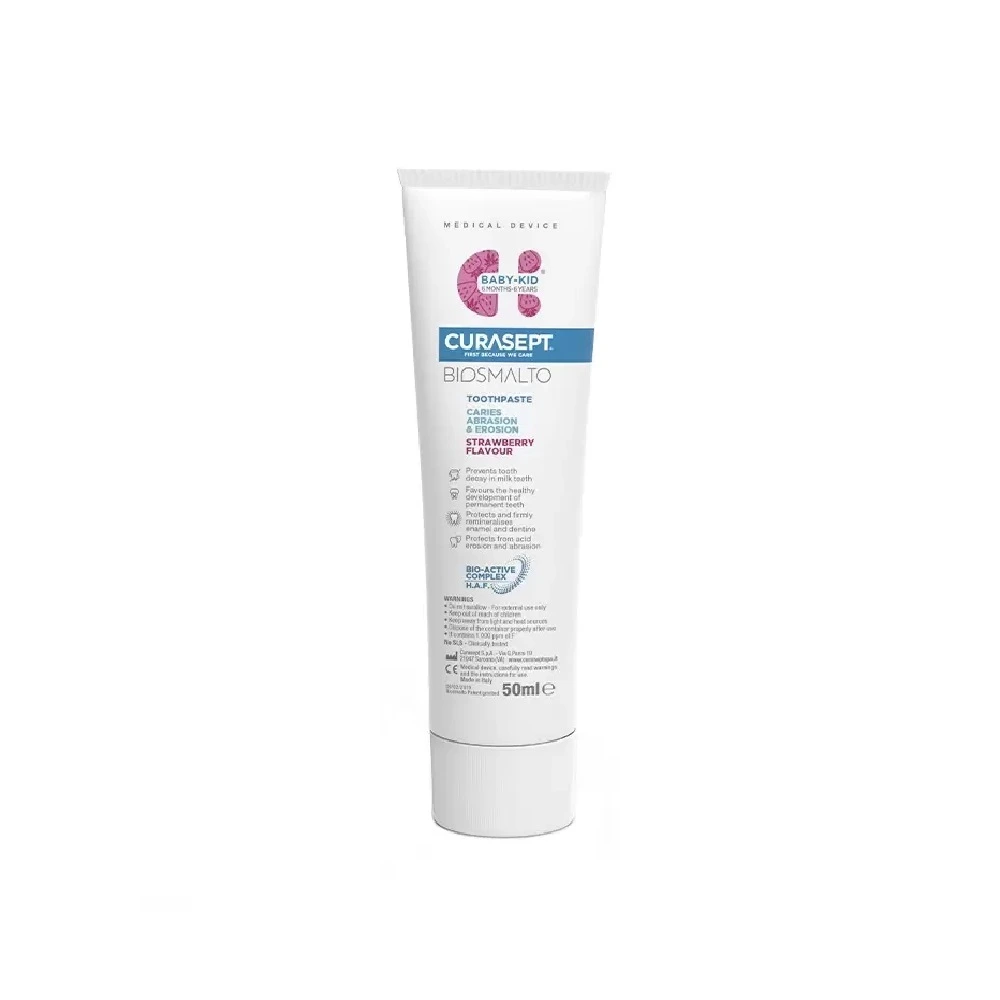 Curasept Biosmalto Baby-Kid Toothpaste for Children with Fluoride Strawberry 50 Ml