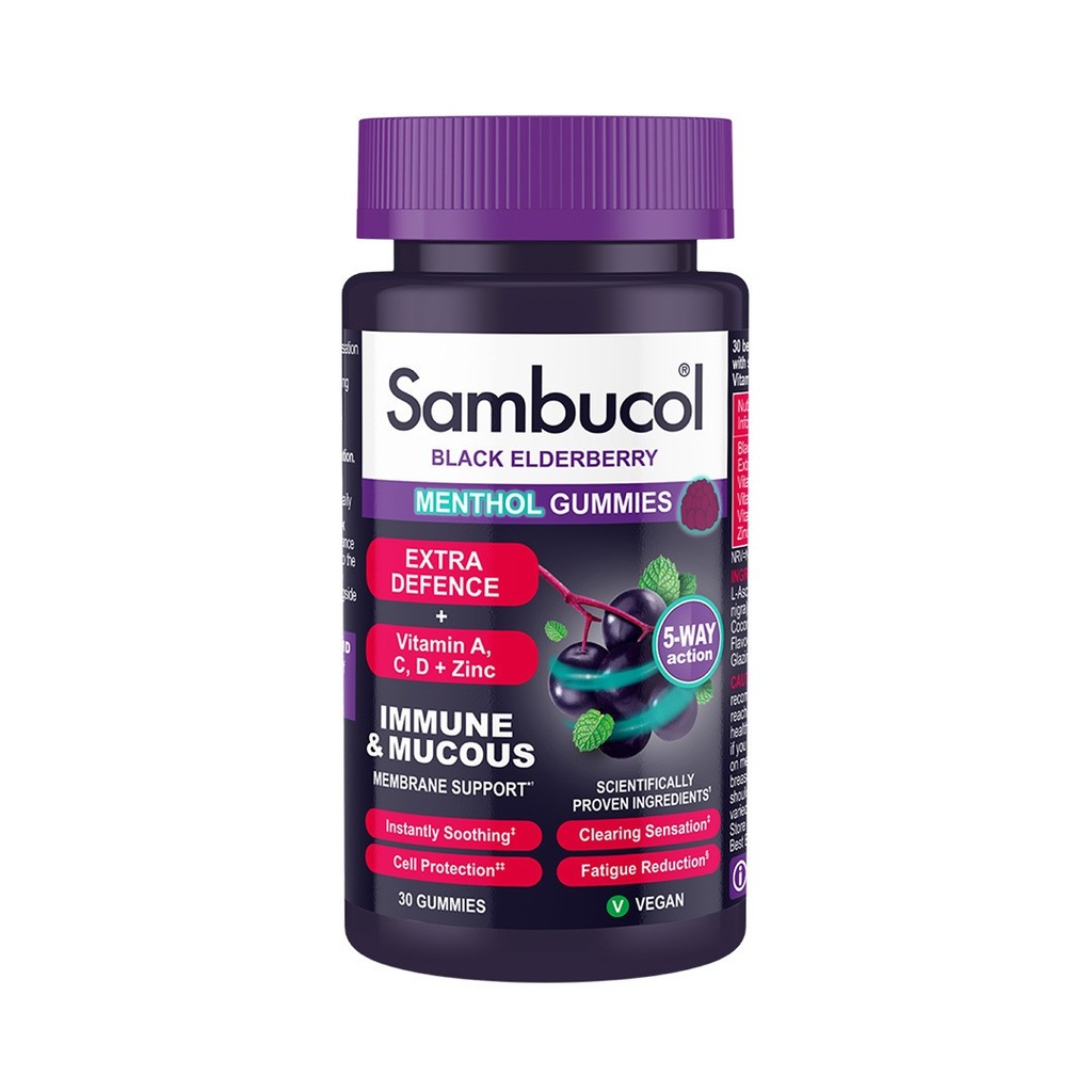 Sambucol Black Elderberry Menthol Gummies 30 tabs