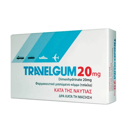 Travelgum - travel sickness tablets 20 mg - 10 tablets