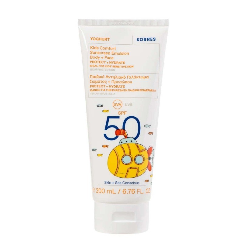 Korres Yoghurt Kids Comfort Sunscreen Emulsion Body + Face SPF 50 200ml