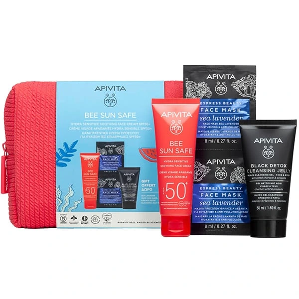Apivita Promo Bee Sun Safe SPF50+, 50ml & Black Cleansing Gel, 50ml & Face Mask Sea Lave, 1set