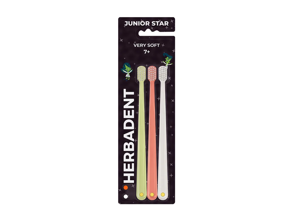 HERBADENT JUNIOR STAR Toothbrushes VERY SOFT 3 pcs
