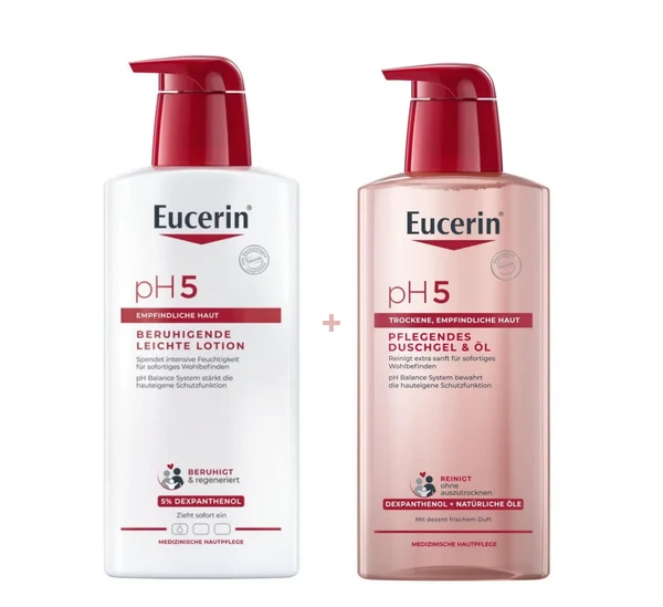 Eucerin pH5 Set - Light Lotion (400ml) + Shower Gel (400ml)