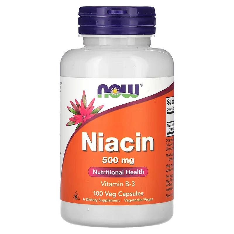 NOW Foods Niacin (Vitamin B-3) 500 Mg 100 Veg Capsules
