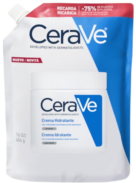 CeraVe Refill Moisturizing Cream Face and Body Moisturiser for Dry to Very Dry Skin Refill 454 G