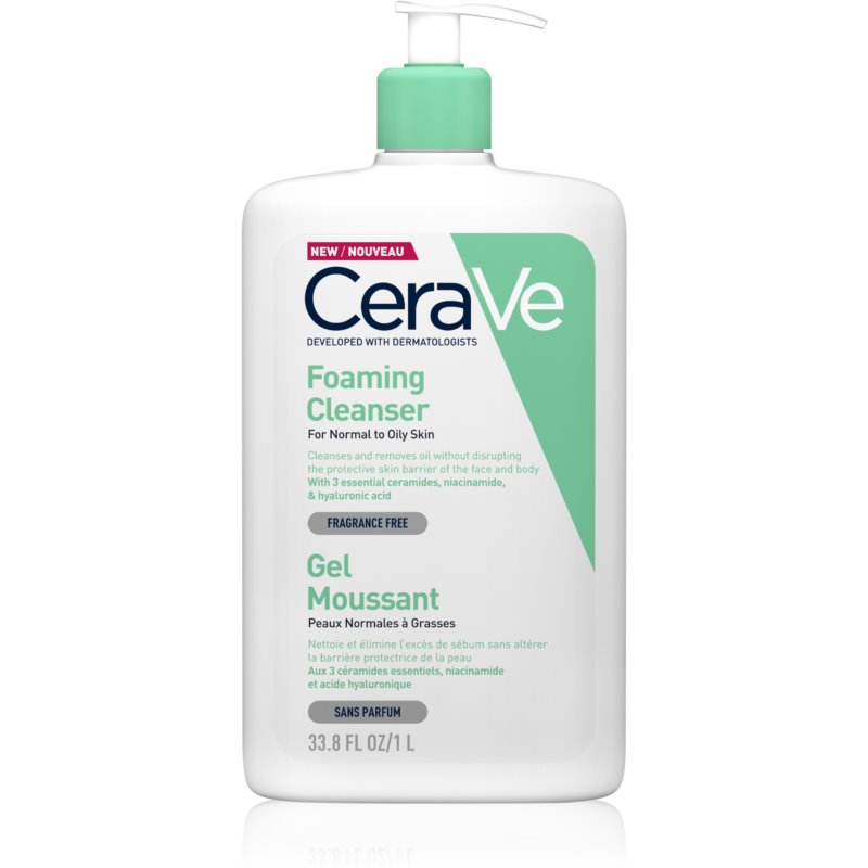 CeraVe Cleansers Foaming Cleanser Purifying Foam Gel for Normal to Oily Skin 1000 Ml