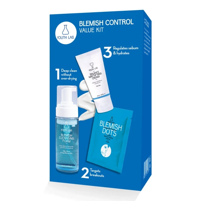YOUTH LAB Blemish Control Value Kit Cleansing Foam 150ml & Blemish Dots 32pcs & Balance Mattifying Cream 50ml