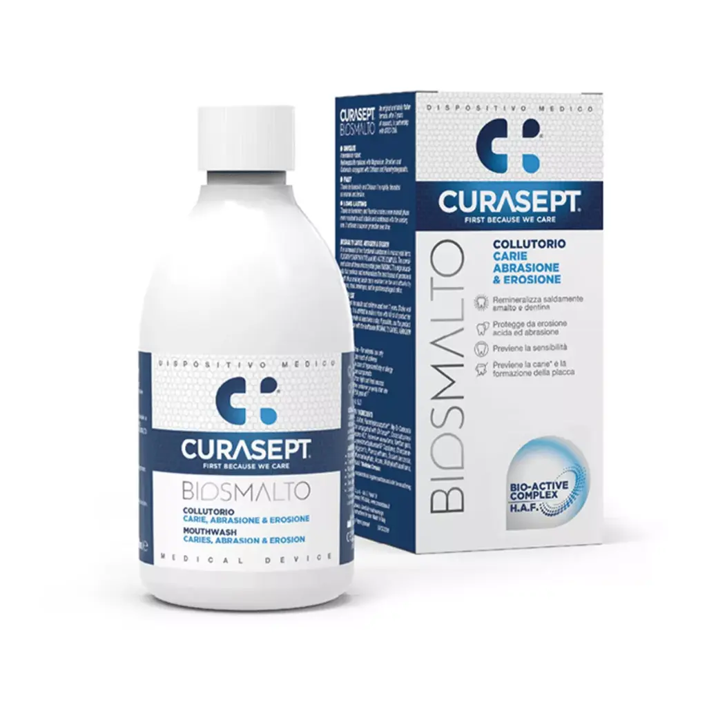 Curasept Biosmalto Caries Abrasion & Erosion Enamel-fortifying and Renewing Mouthwash 300 Ml