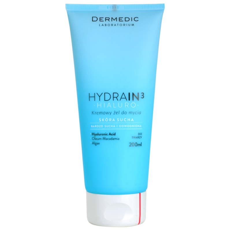 Dermedic Hydrain3 Hialuro Creamy Cleansing Gel for Dehydrated Dry Skin 200 Ml