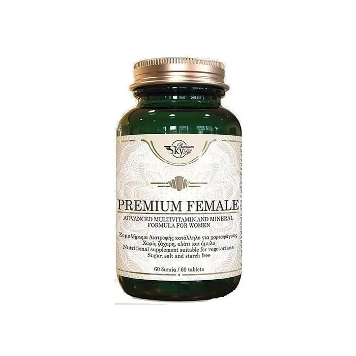 Sky Premium Life Female Multivitamin and Minerals Food Supplement – 60 Tablets with Vitamins A, B-Complex, C, D3 as Well as Minerals and Trace Elements.