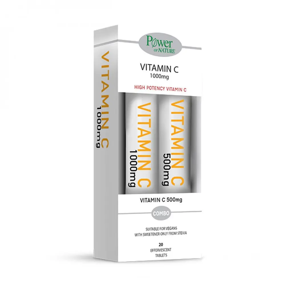 Power of Nature Vitamin C 1000 mg Stevia 20  tabs + Gift Vitamin C 500 mg 20 tabs
