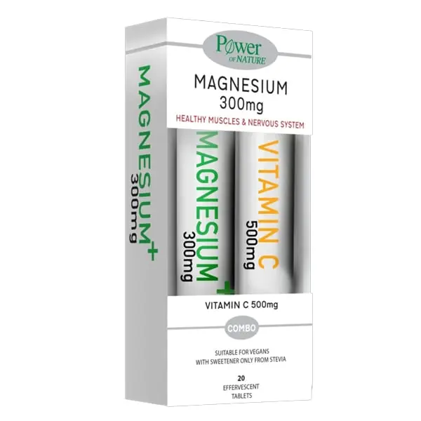 Power Health Promo Magnesium 300mg, 20ff.tabs & Gift Vitamin C 500mg, 20ff.tabs, 1set