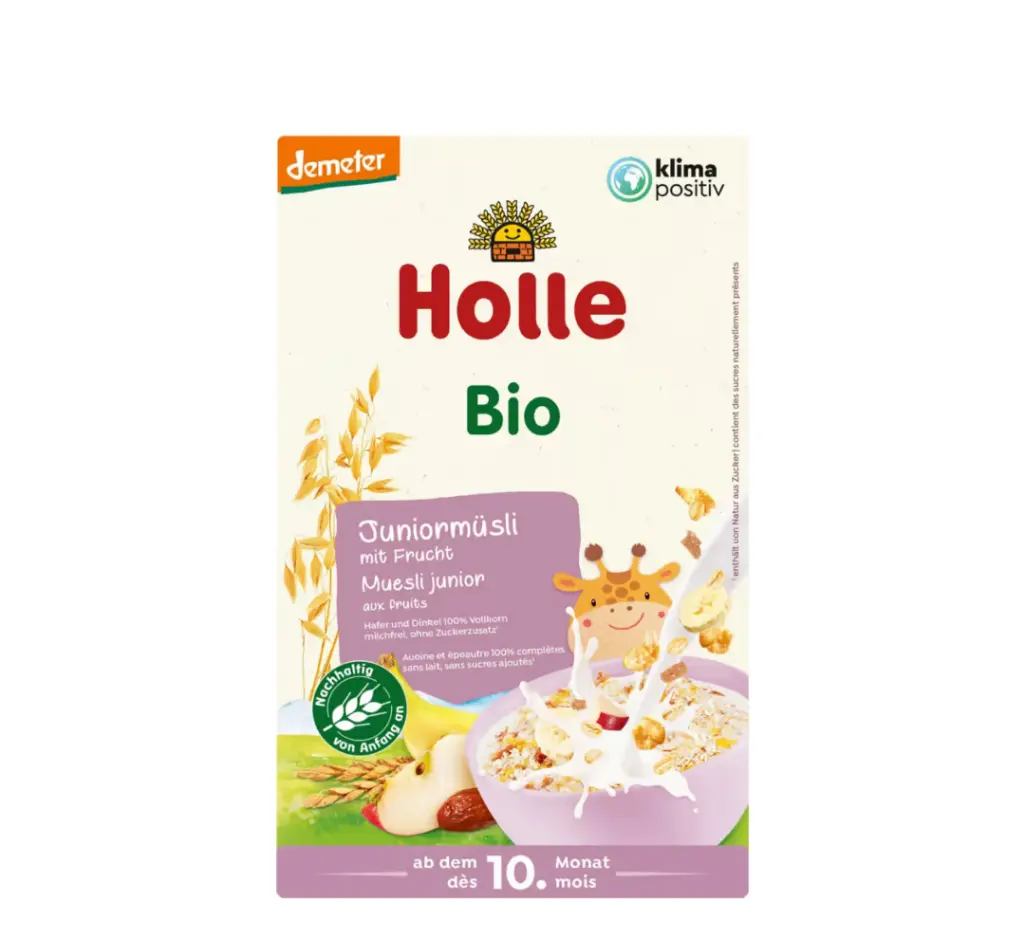 HOLLE ORGANIC JUNIOR MUESLI WITH FRUITS 10 MUAJ +