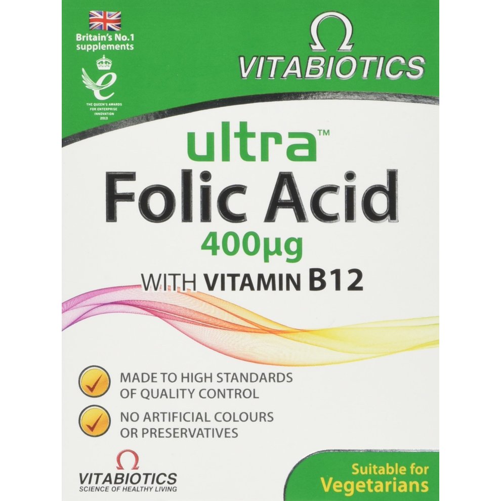 Vitabiotics Ultra Folic Acid 400ug with Vitamin B12 60 Tablets