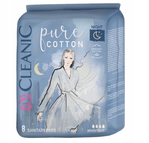 Cleanic Pure Cotton Night Pads 8 pcs