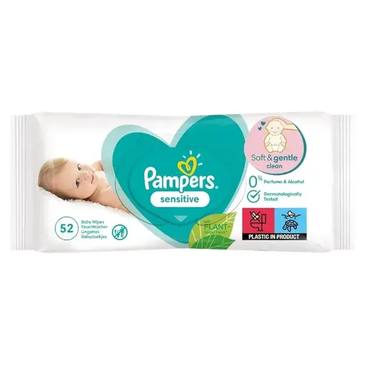 Pampers Sensitive Baby Wipes Fragrance Free 52 Pcs