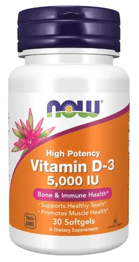 NOW Foods Vitamin D3 5000 IU Softgels, 30's