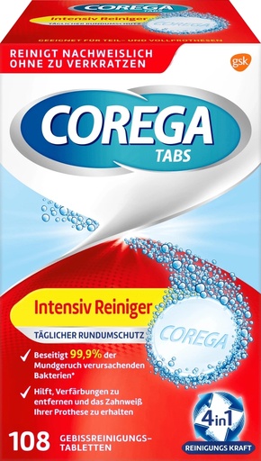 Corega Intensive Cleaning Tabs for Removable Dentures 108 Tablets